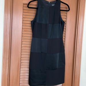 Laundry Black Crepe and Satin Sleeveless Lined Cocktail Dress